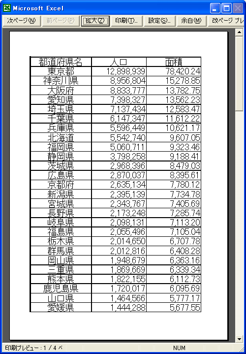 印刷プレビューの表示倍率を設定 Excel Tips