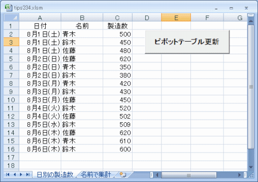 ピボットテーブル更新ソフト