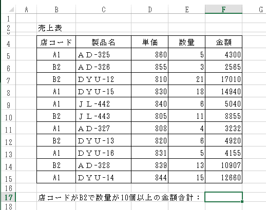 Excelのsumifs関数で複数条件に一致するセルの合計を求める