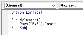 Excel Vbaで行の挿入をrowsを使う方法とentirerowで行う方法